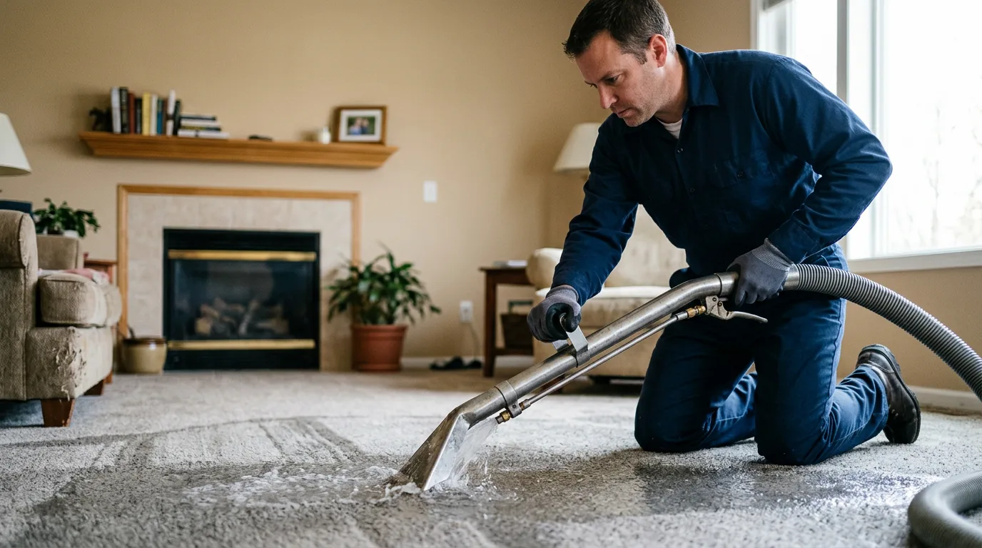 Water damage restoration technician working near Buffalo, ND